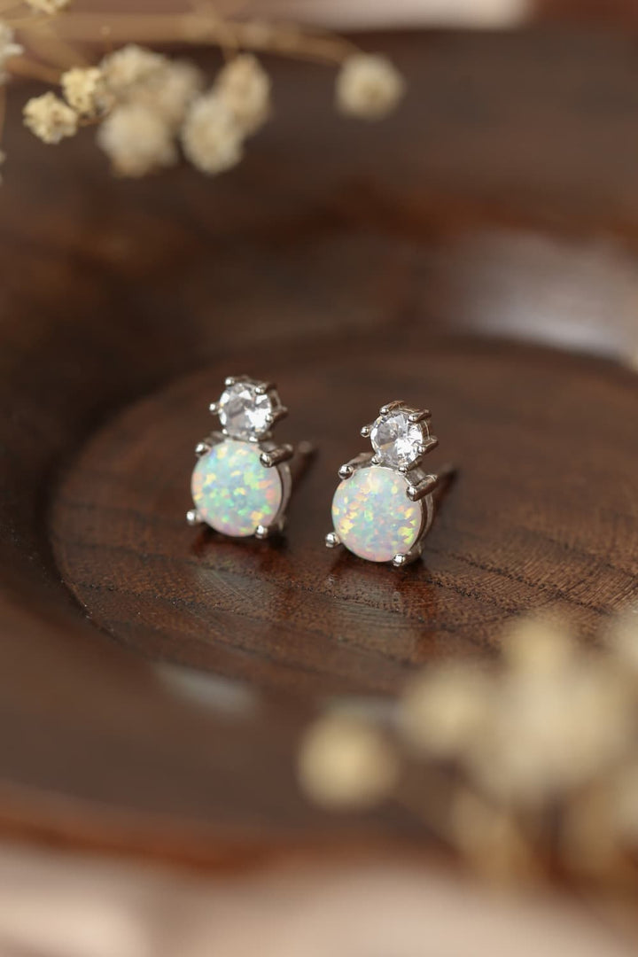 4-Prong Opal Stud Earrings-Ever Joy