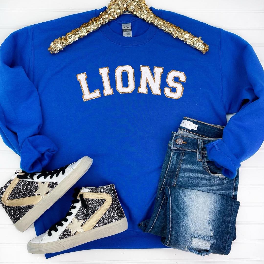 Womens - PREORDER: Game Day Patch Sweatshirt In Blue/White