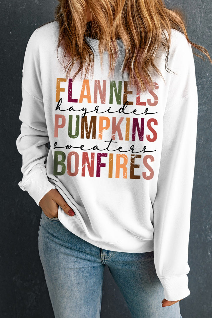 Fall Favorites Graphic Round Neck Long Sleeve Sweatshirt