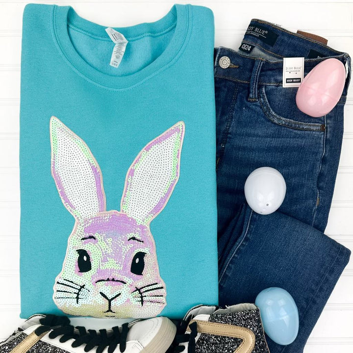 Womens - PREORDER: Bunny Sequin Patch Sweatshirt In Five Options