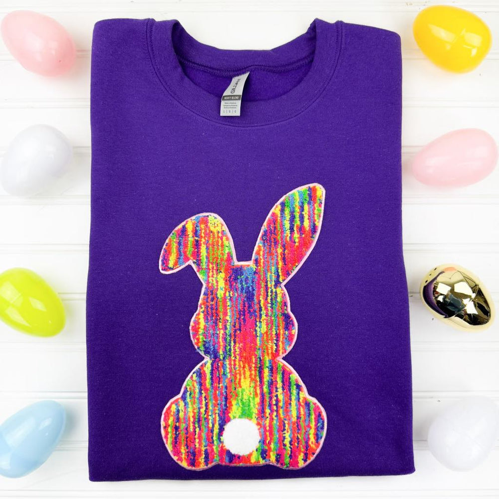 Womens - PREORDER: Rainbow Bunny Chenille Patch Sweatshirt In Three Colors