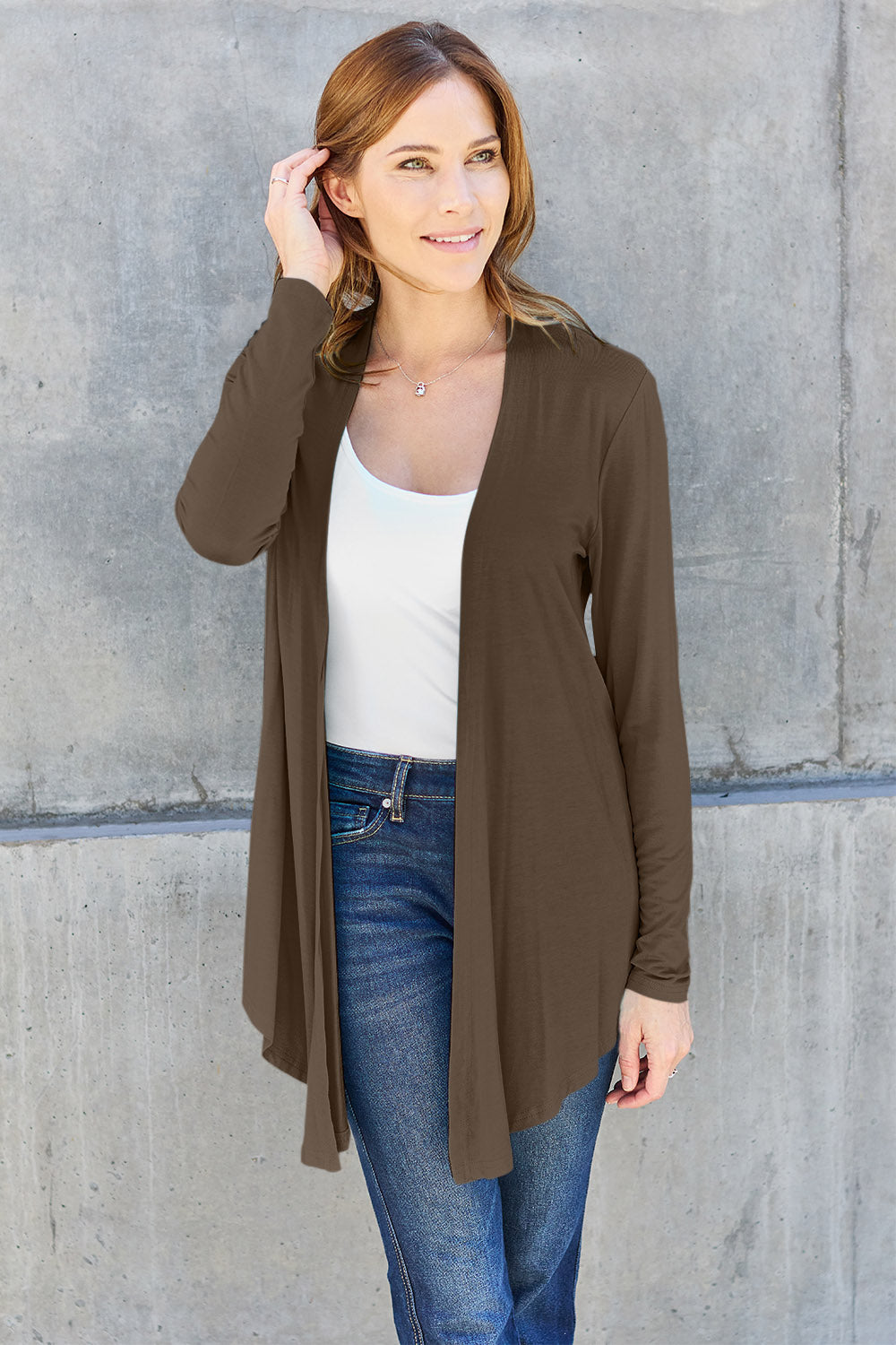 Basic Bae Full Size Open Front Long Sleeve Cardigan