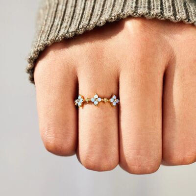 925 Sterling Silver Inlaid Zircon Flower Ring-Ever Joy