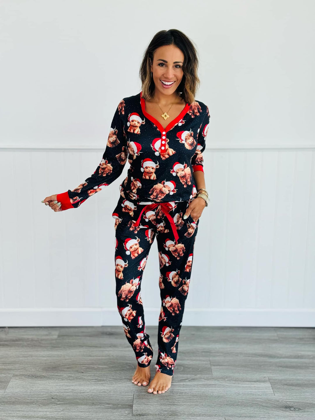 Womens - PREORDER: Matching Family Christmas Pajamas In Santa Cow