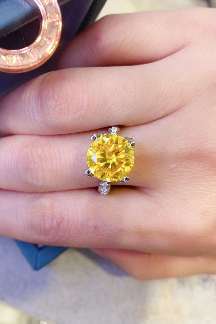 5 Carat Moissanite 925 Sterling Silver Ring in Banana Yellow-Ever Joy