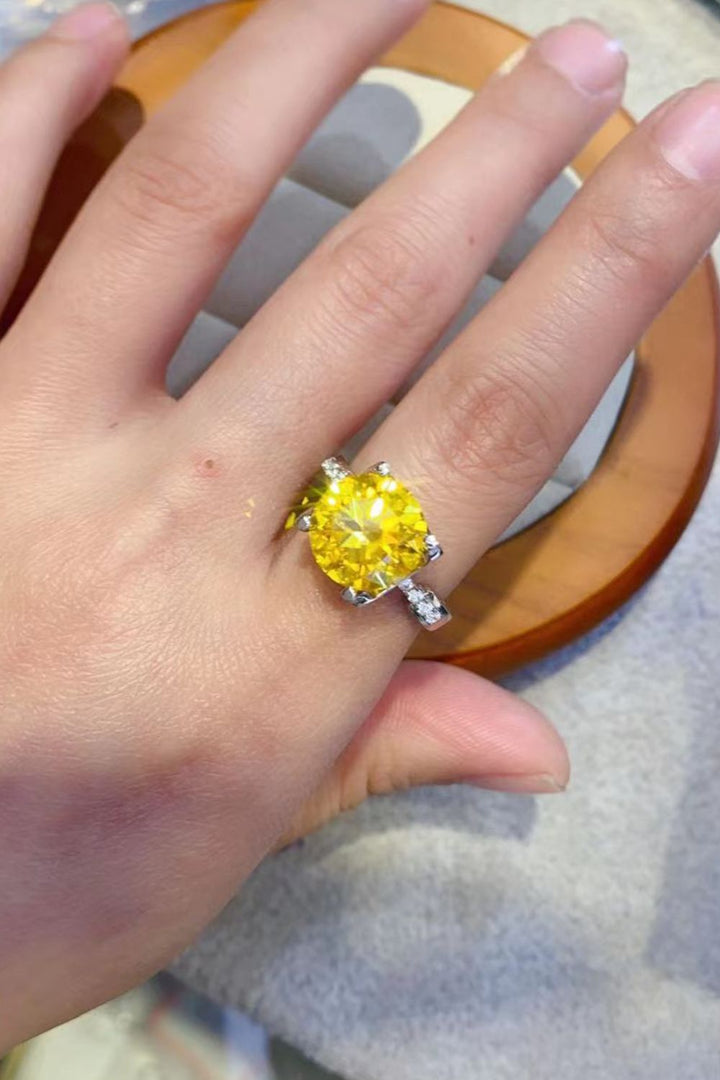 5 Carat Moissanite 925 Sterling Silver Ring in Banana Yellow-Ever Joy