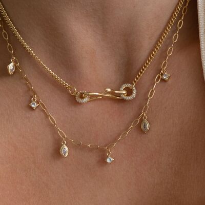 18K Gold-Plated Copper Inlaid Zircon Necklace-Ever Joy