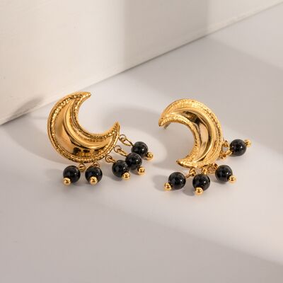 18K Gold-Plated Stainless Steel Moon Shape Earrings-Ever Joy