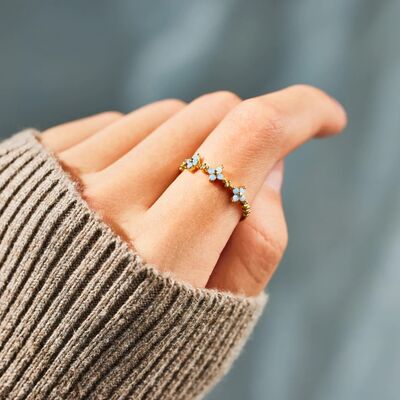 925 Sterling Silver Inlaid Zircon Flower Ring-Ever Joy