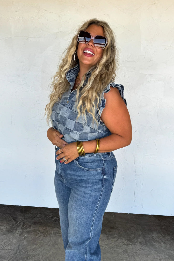 PREORDER: Lainey Checker Denim Vest