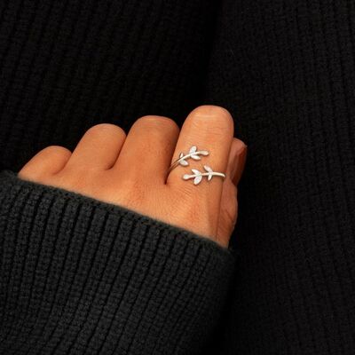 925 Sterling Silver Zircon Leaf Shape Ring-Ever Joy