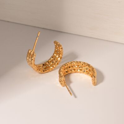 18K Gold-Plated Stainless Steel C-Hoop Earrings-Ever Joy