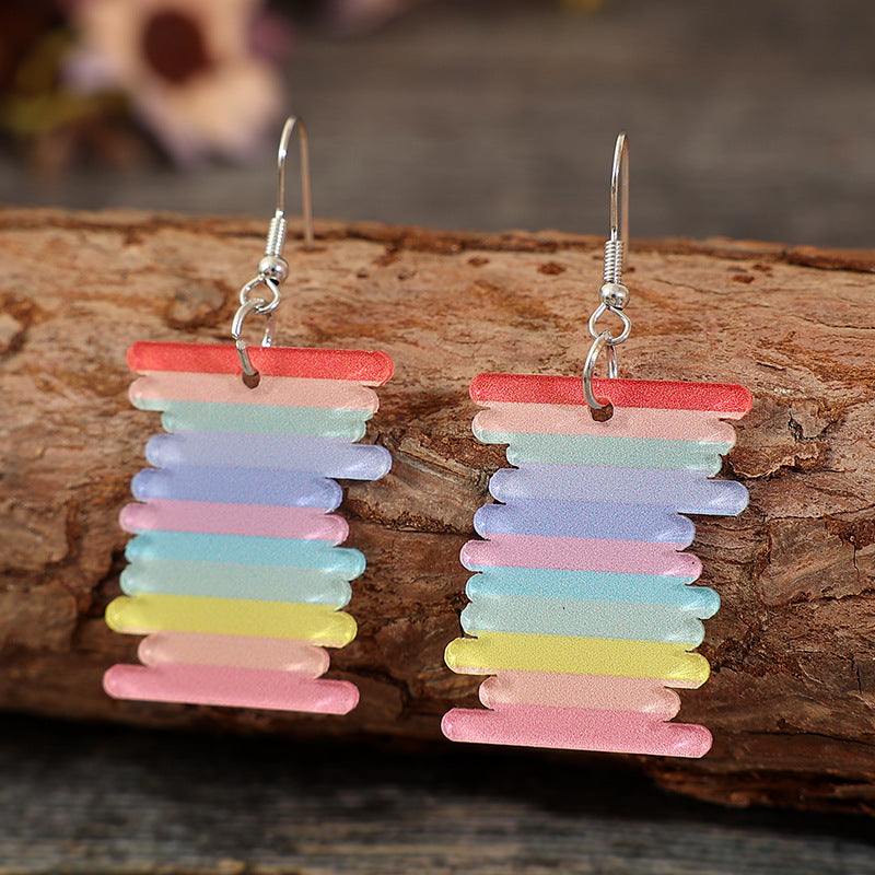 Acrylic Rainbow Dangle Earrings-Ever Joy