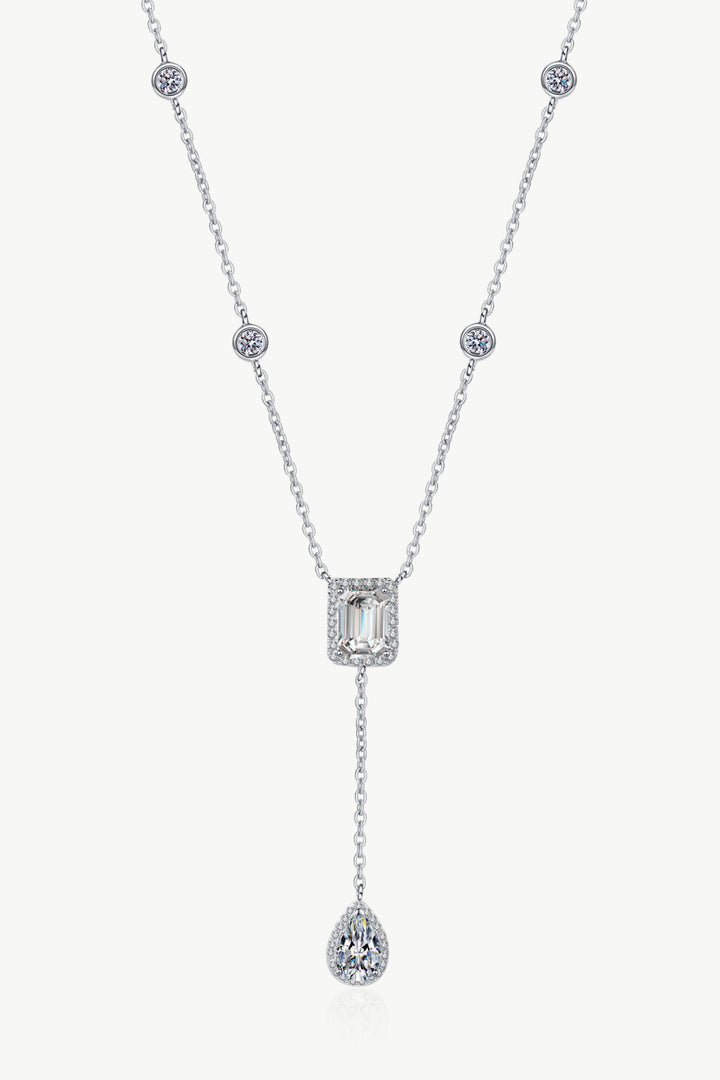 3 Carat 925 Sterling Silver Double Drop Pendant Necklace