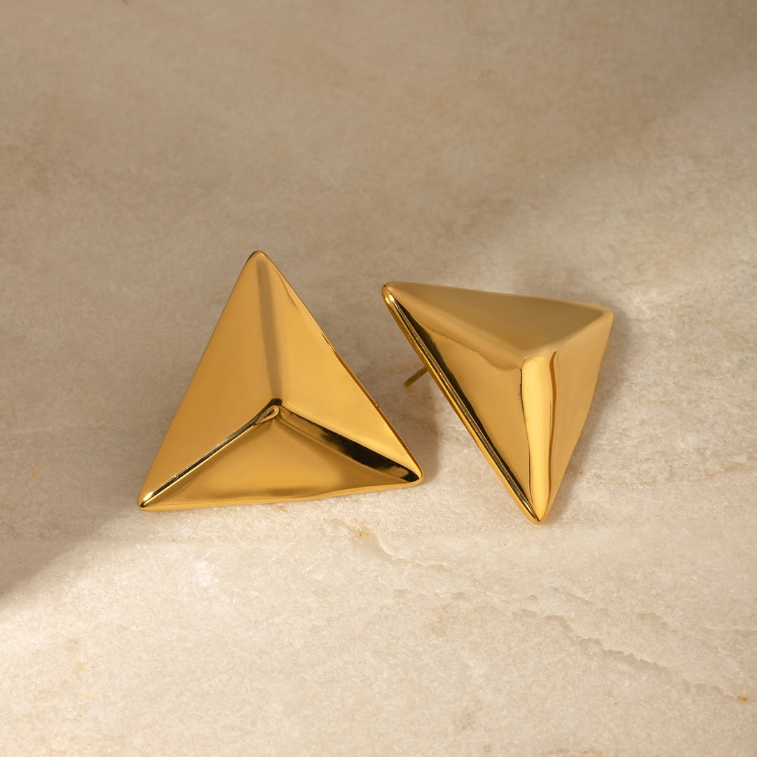 Stainless Steel 3D Triangle Earrings