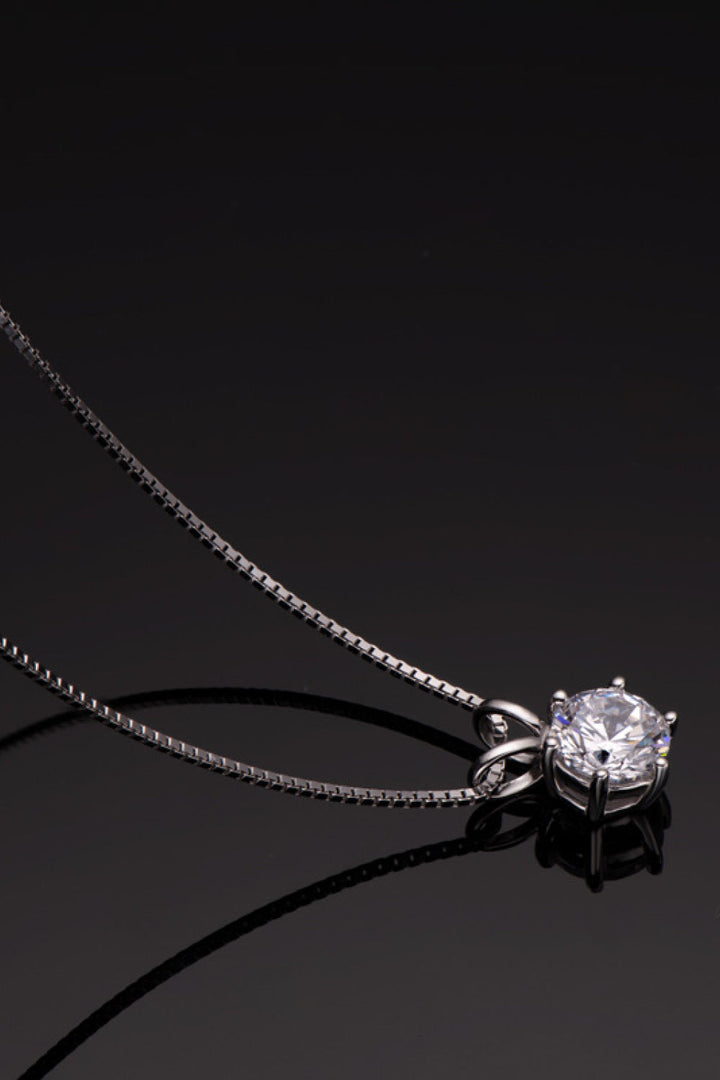 925 Sterling Silver 1 Carat Moissanite Pendant Necklace-Ever Joy