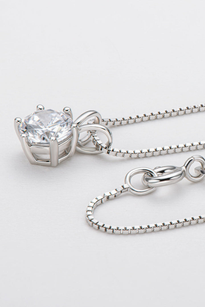 925 Sterling Silver 1 Carat Moissanite Pendant Necklace-Ever Joy