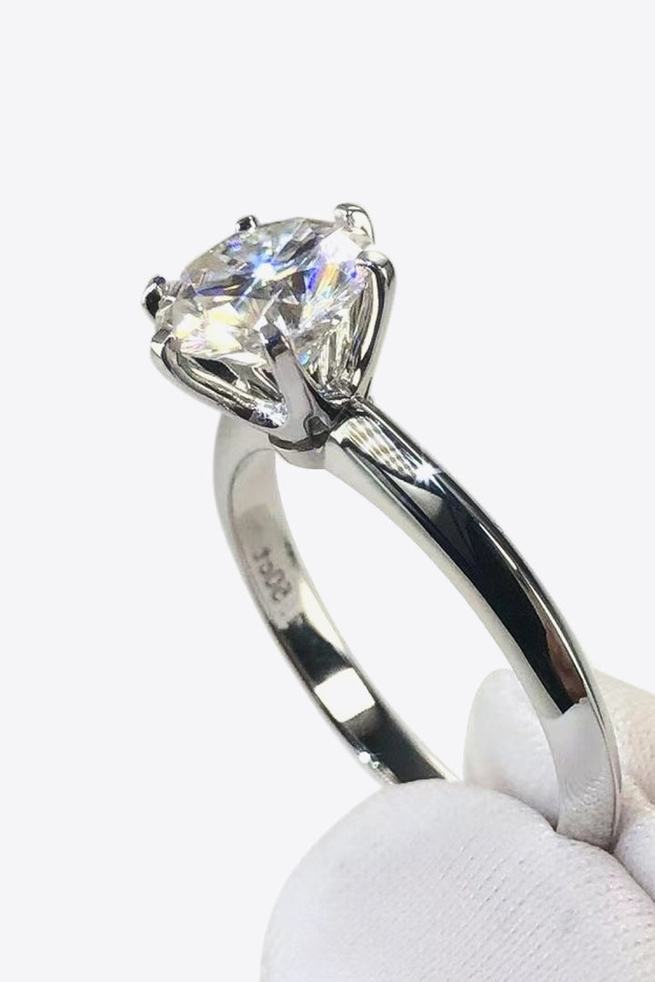 925 Sterling Silver 3 Carat Moissanite 6-Prong Ring-Ever Joy