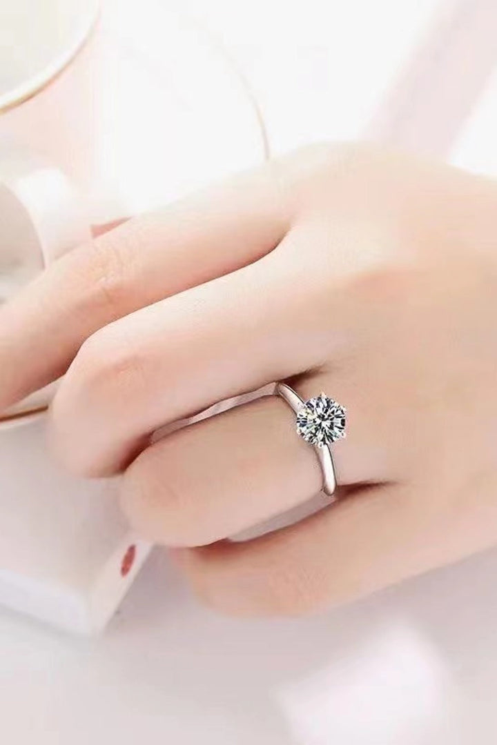 925 Sterling Silver 3 Carat Moissanite 6-Prong Ring-Ever Joy