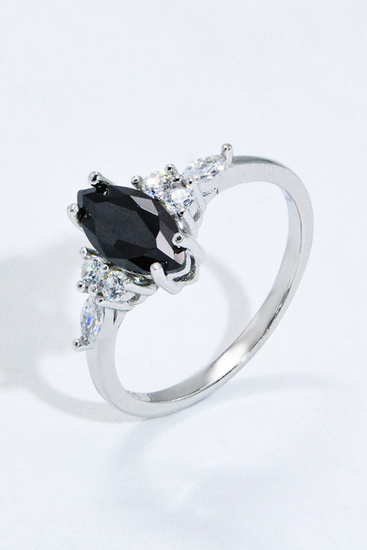 925 Sterling Silver Black Agate Ring-Ever Joy