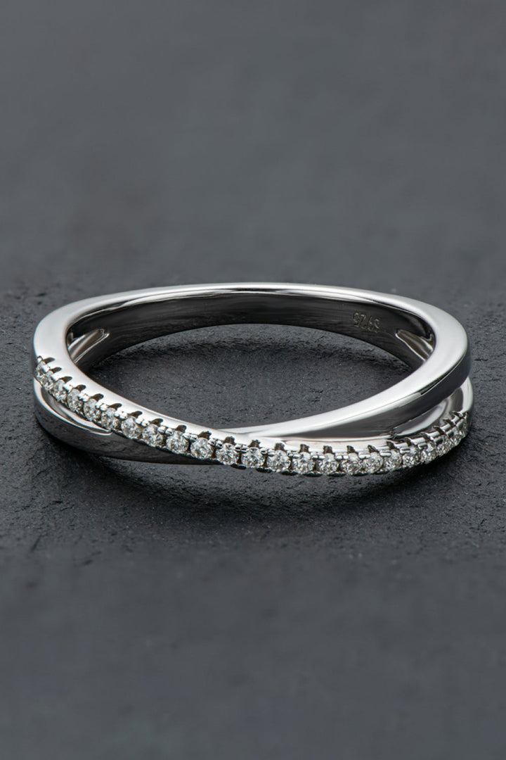925 Sterling Silver Crisscross Moissanite Ring-Ever Joy