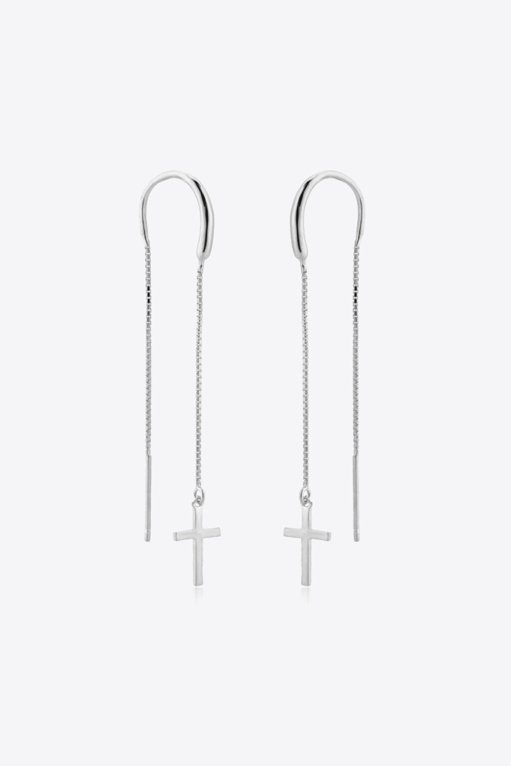 925 Sterling Silver Cross Threader Earrings-Ever Joy