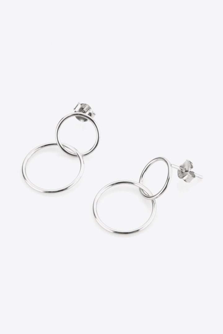 925 Sterling Silver Double Hoop Drop Earrings-Ever Joy