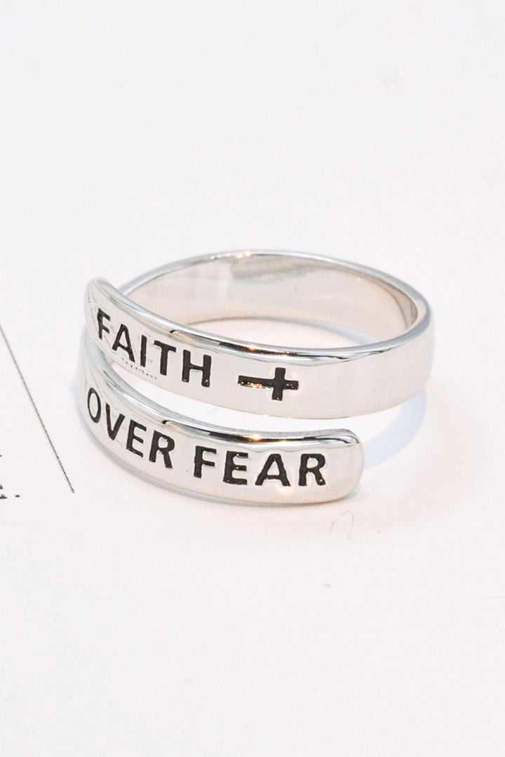 925 Sterling Silver FAITH OVER FEAR Bypass Ring-Ever Joy