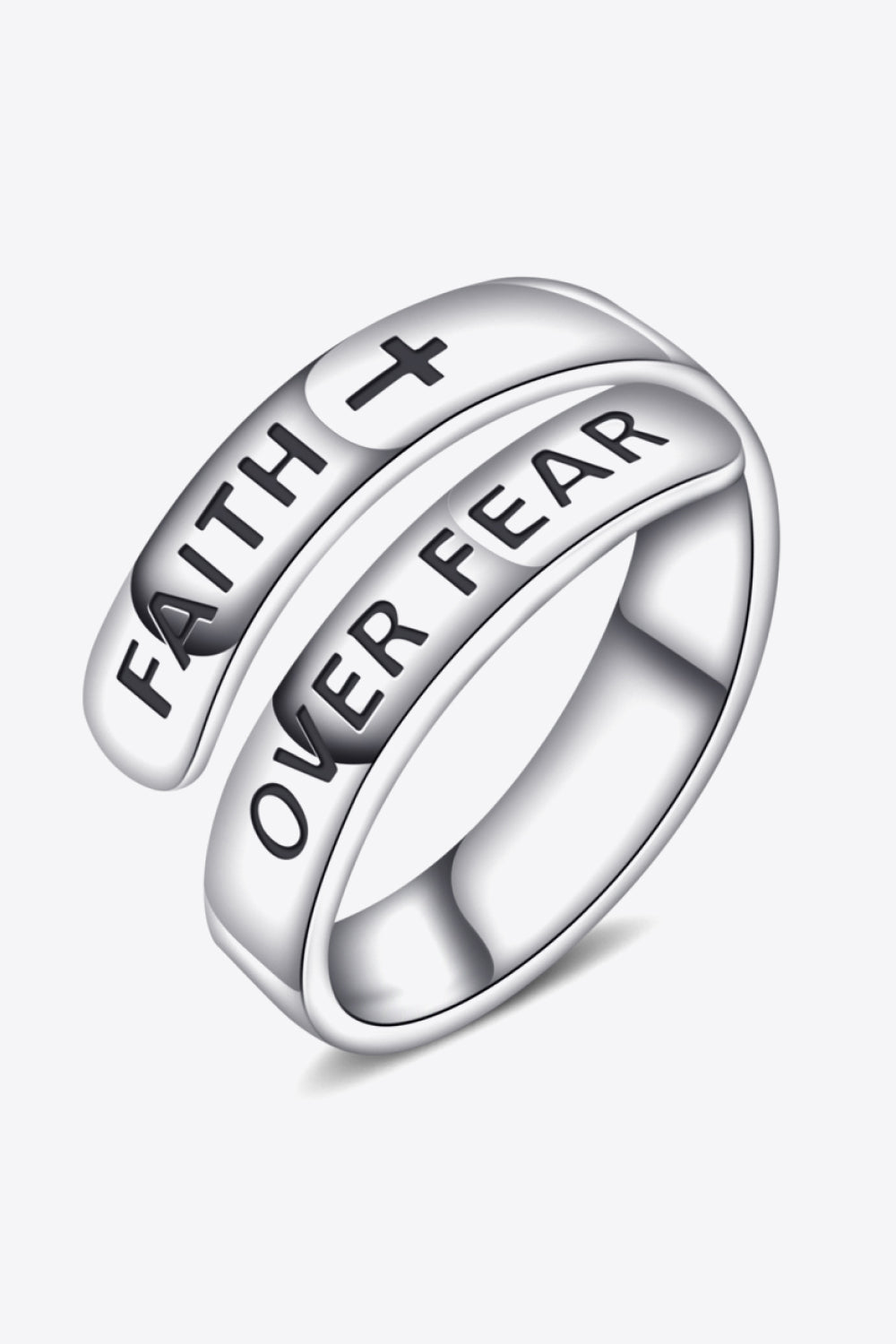 925 Sterling Silver FAITH OVER FEAR Bypass Ring-Ever Joy