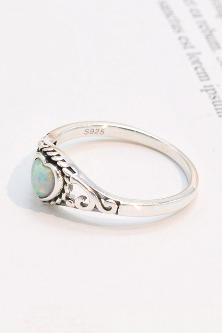 925 Sterling Silver Heart-Shape Opal Ring-Ever Joy