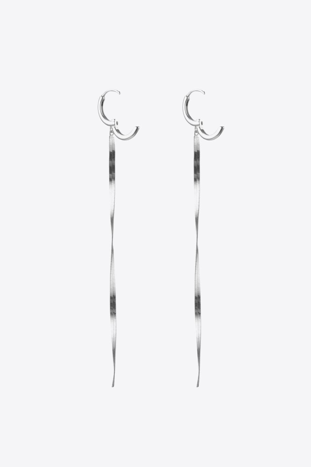 925 Sterling Silver Long Snake Chain Earrings-Ever Joy