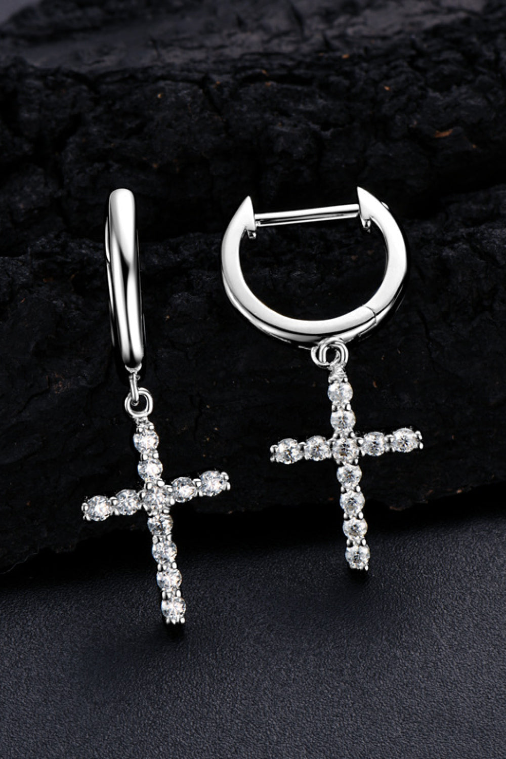 925 Sterling Silver Moissanite Cross Earrings-Ever Joy