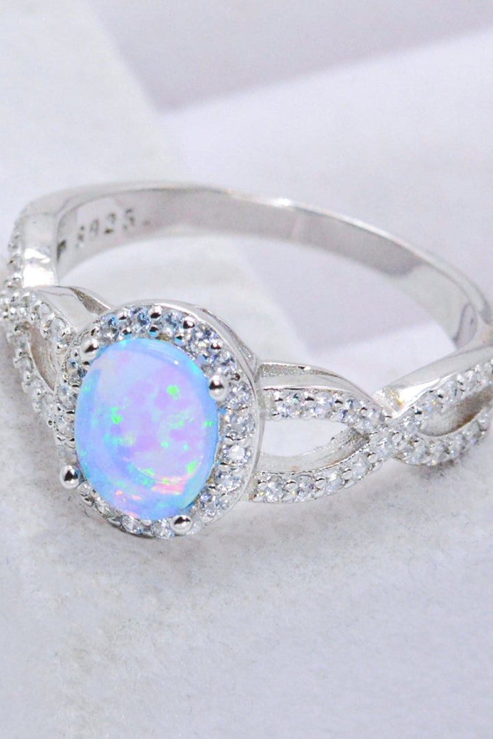 925 Sterling Silver Opal Halo Ring-Ever Joy
