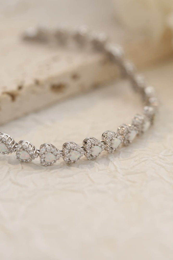 925 Sterling Silver Opal Heart Bracelet-Ever Joy