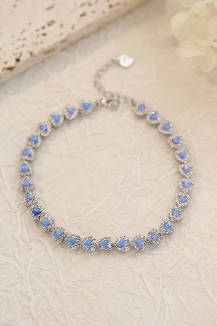 925 Sterling Silver Opal Heart Bracelet-Ever Joy