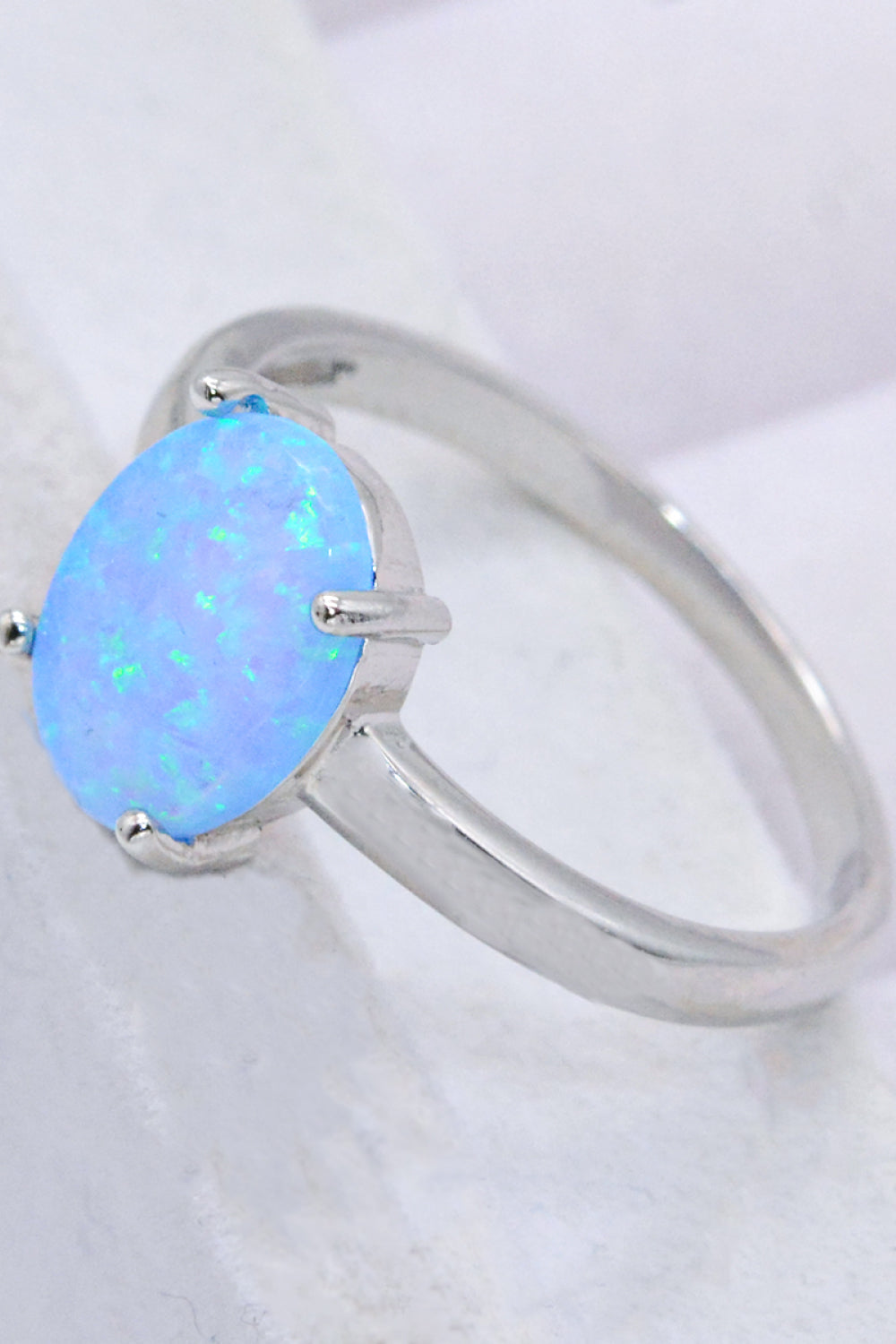 925 Sterling Silver Opal Solitaire Ring-Ever Joy