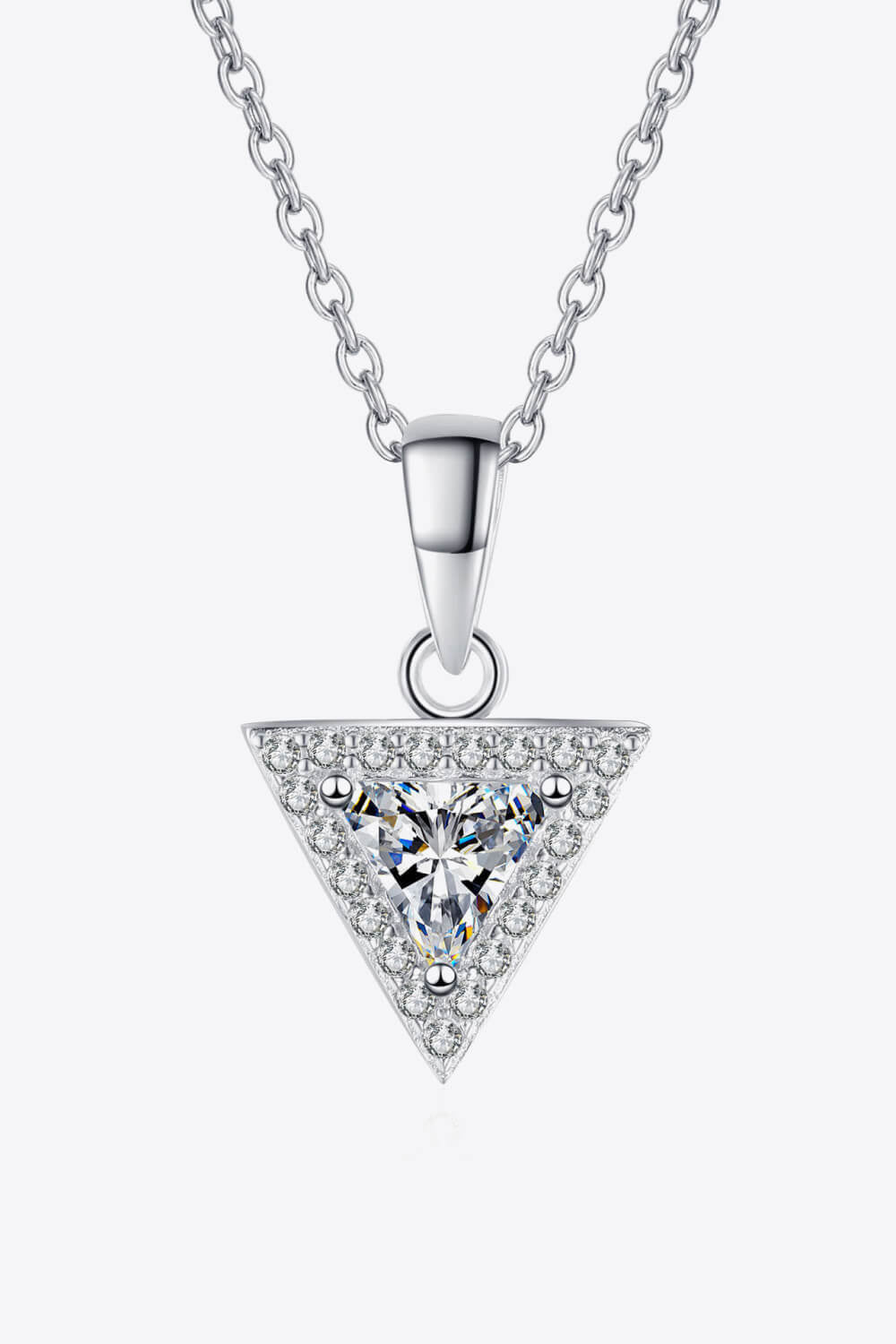 925 Sterling Silver Triangle Moissanite Pendant Necklace-Ever Joy