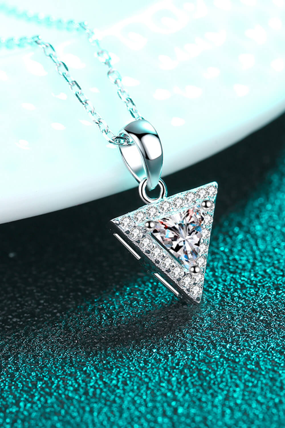 925 Sterling Silver Triangle Moissanite Pendant Necklace-Ever Joy