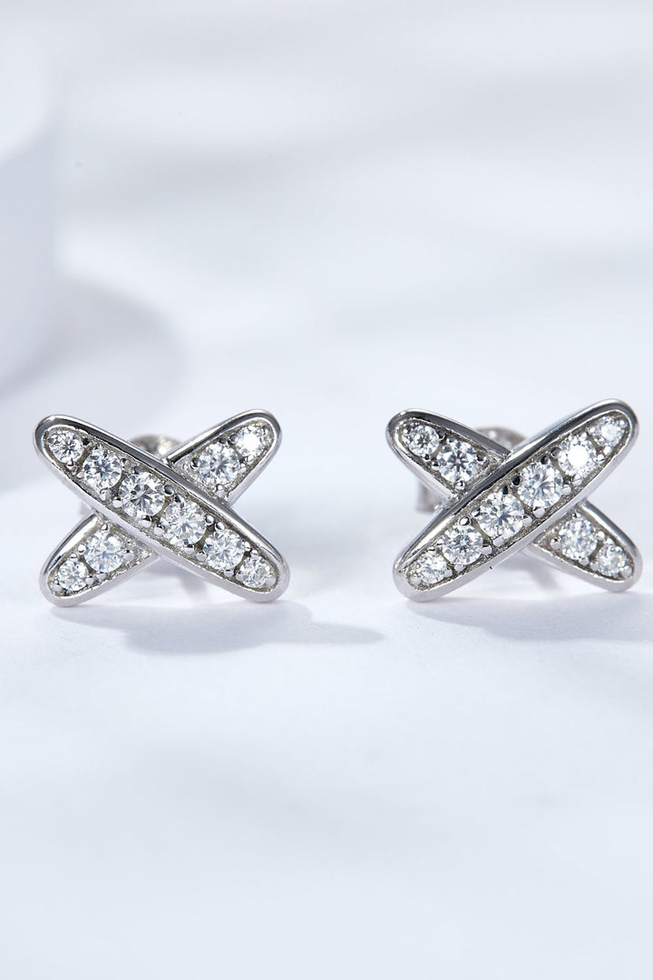 925 Sterling Silver X-Shape Moissanite Earrings-Ever Joy