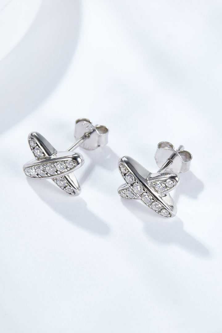 925 Sterling Silver X-Shape Moissanite Earrings-Ever Joy