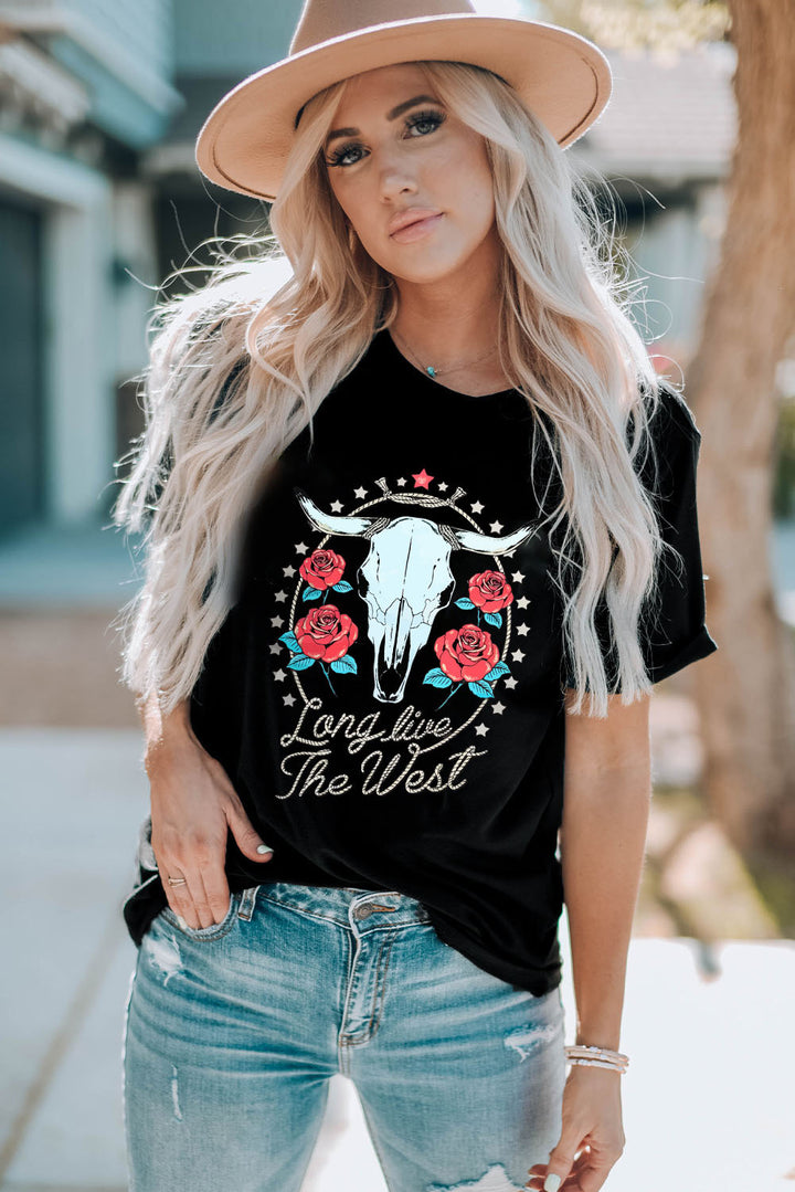 Long Live the West Graphic Round Neck Short Sleeve T-Shirt