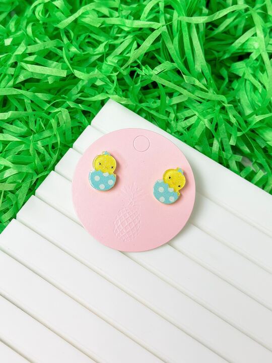 Womens - PREORDER: Acrylic Easter Chick Stud Earrings In Two Colors