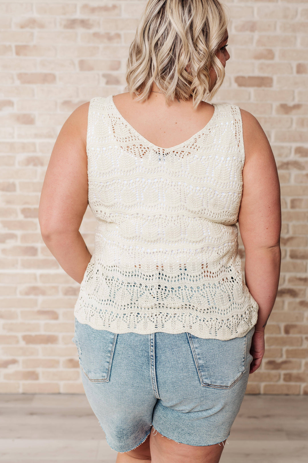 Tops - Adventure Is Out There Open Knit Tank