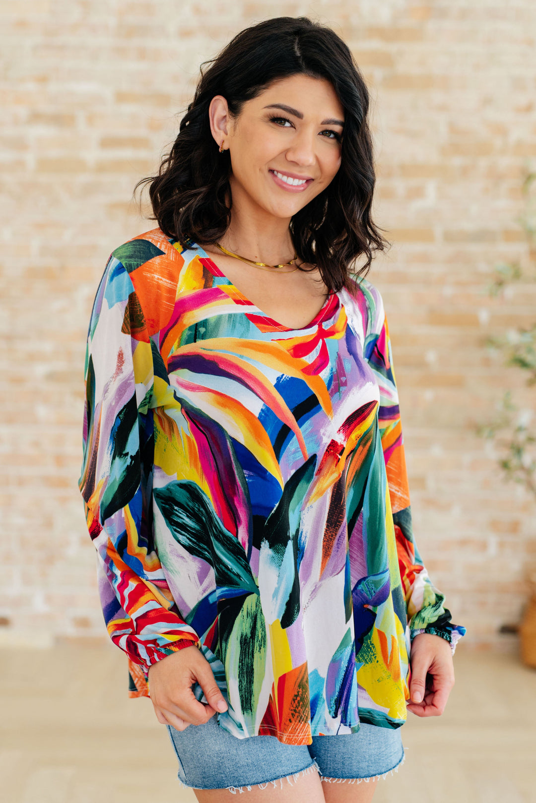 All Over The World Scoop Neck Blouse-Ever Joy