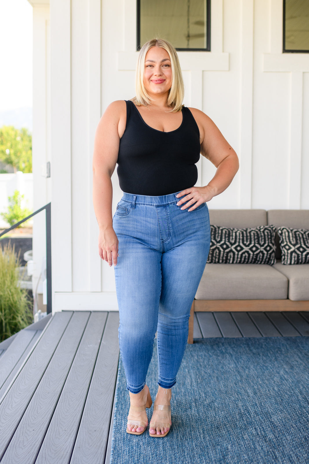 Denim - Amanda High Rise Pull On Release Hem Skinny Jeans