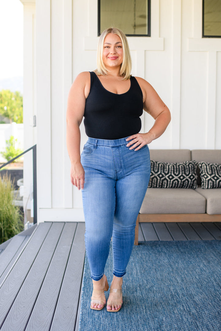 Amanda High Rise Pull on Release Hem Skinny Jeans-Ever Joy
