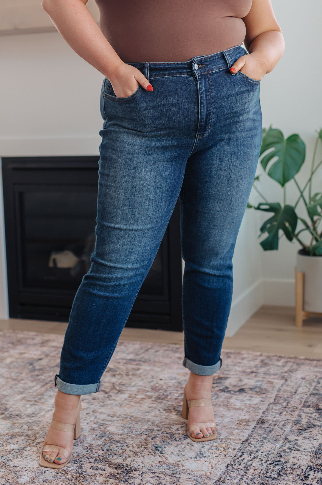 Amber Mid Rise Cuffed Slim Fit Jeans-Ever Joy