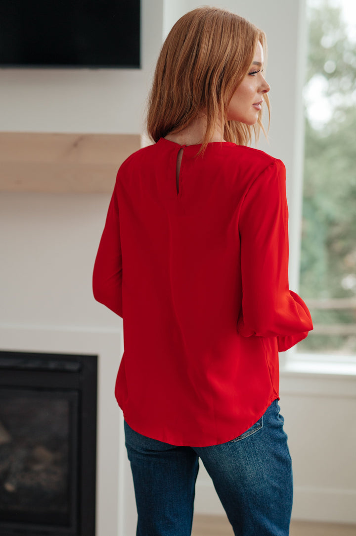 Womens - Peaceful Moments Smocked Sleeve Blouse In Red