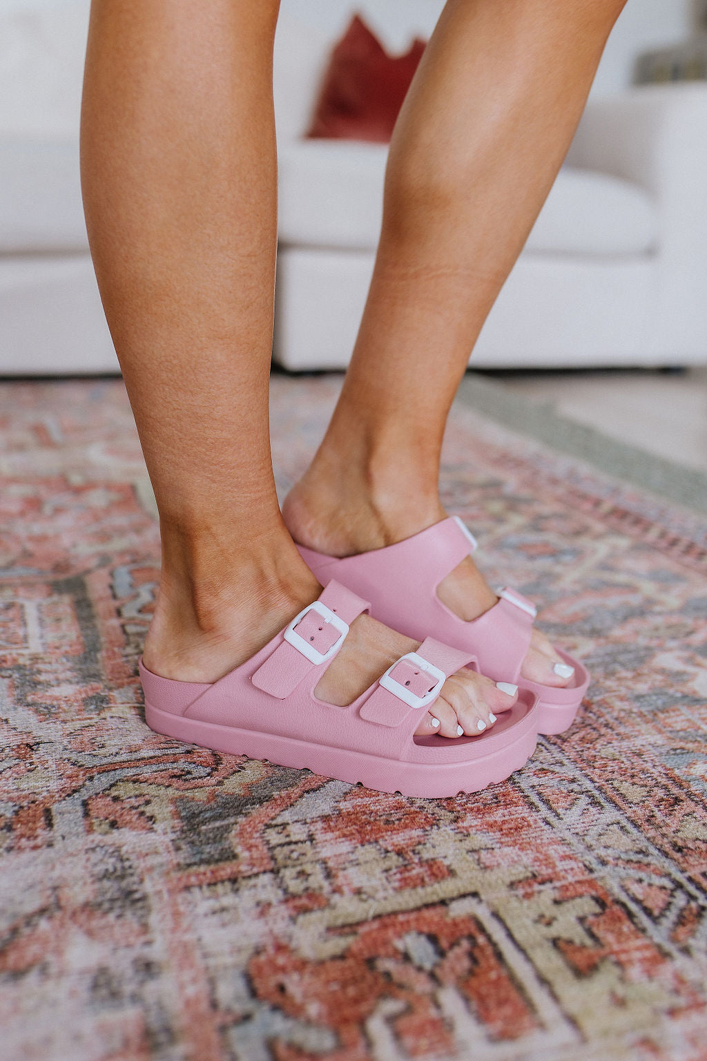 Womens - Boardwalk EVA Double Strap Platform Sandals In Rose