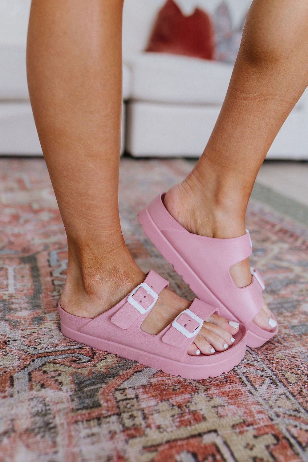 Womens - Boardwalk EVA Double Strap Platform Sandals In Rose